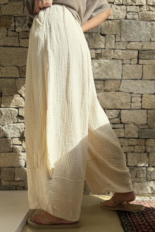 Tasha Cushion Cotton Balloon Barrel Pant Vanilla